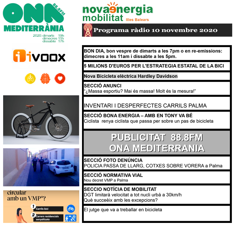 Programa ràdio Revista NOVA ENERGIA MOBILITAT 10NOV2020