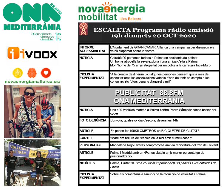 Programa ràdio Revista NOVA ENERGIA MOBILITAT 20OCT2020