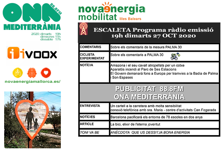 Programa ràdio Revista NOVA ENERGIA MOBILITAT 27OCT2020