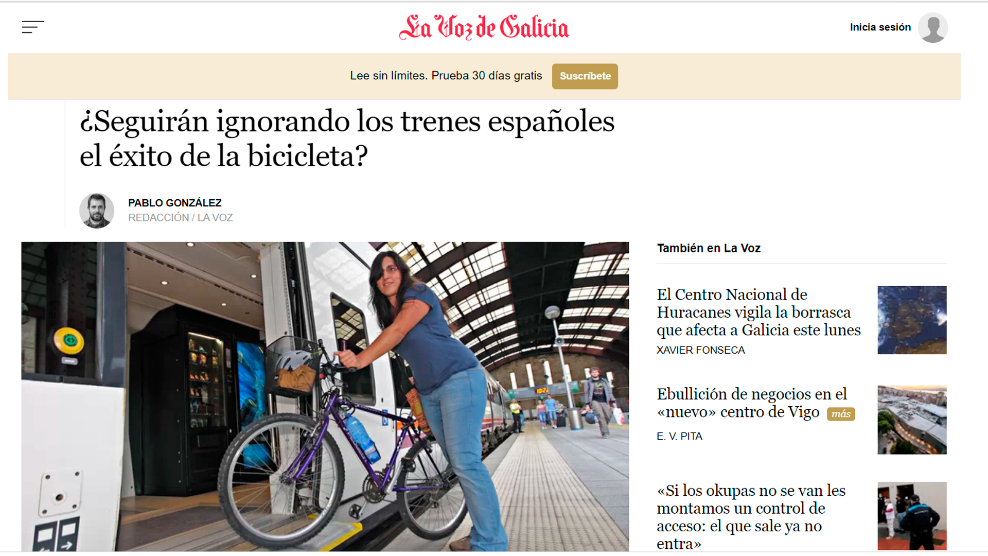 La Voz de Galicia, Tren ignora bicis